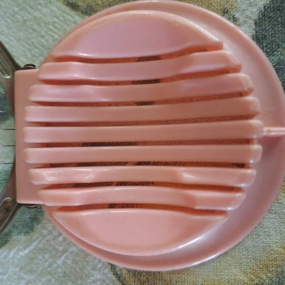 Retro Pink Egg Slicer with Metal Frame